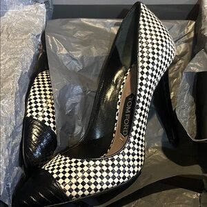 Tom Ford Black and White Patterned Heels